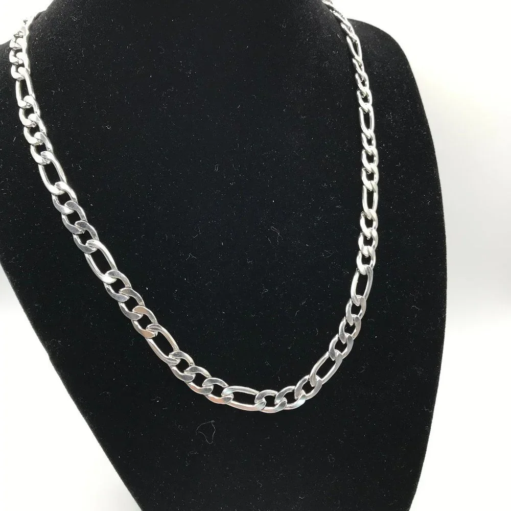 Unisex Stainless Steel Figaro Chain Length Various Lengths Brand New